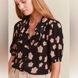 Trovata Silk Blend Floral Blouse, XS